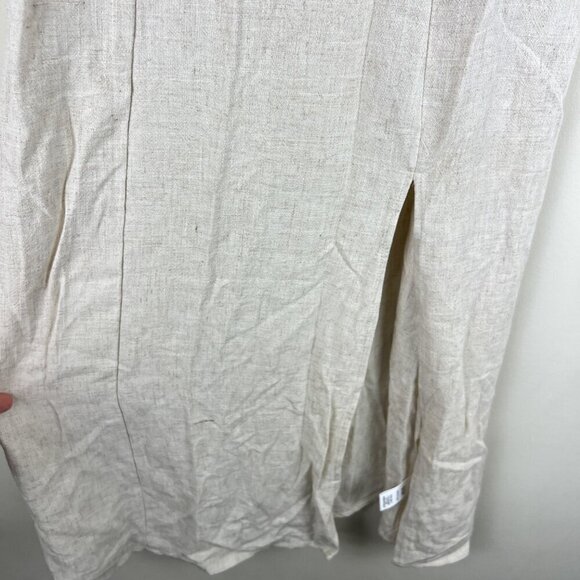 NWT Altar'd State Natural Beige Sadie Linen Slit Midi Dress - Picture 6 of 7